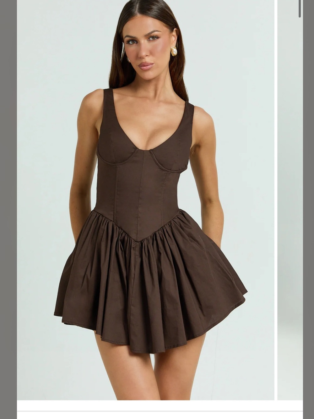 Showpo Ashlyn Mini Dress in Chocolate Brown